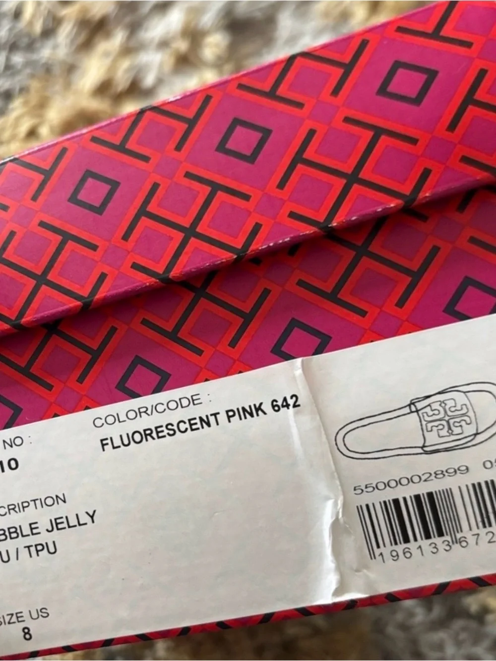 Tory Burch Fluorescent Pink/Orange Logo Jelly Slides